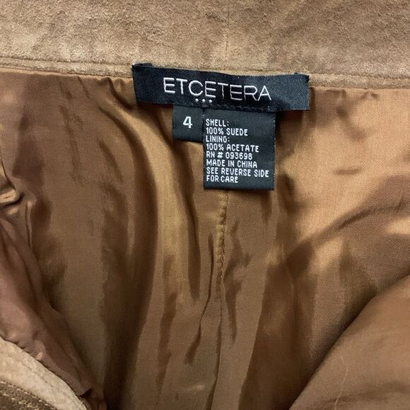 Etcetera Tan Soft Suede Leather High Rise Straight Leg Pants Size 4 - Picture 5 of 14